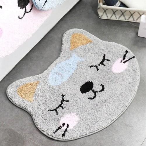 Cartoon Cat Anti-Slip Mat Bathroom Door Entrance Mat Bath Rug Bathroom Toilet Mat Entrance Door Absorbent Mat Non-slip Door Mat