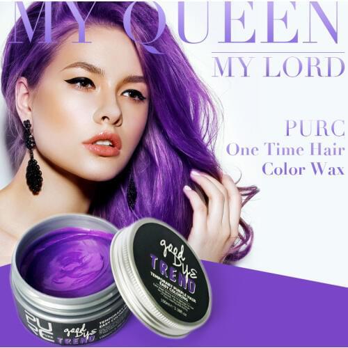 PURC One-off Hair Color Dye Temporary Non-toxic DIY Hair Color Cream Washable One-time Hair Dye Wax Blue Grey Purple 100ml