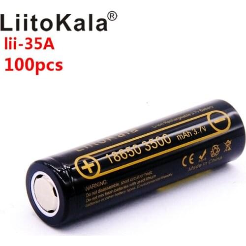 Wholesale 100pcs 100% Original LiitoKala Lii-35A 3.7V 3500mAh 10A Discharging Rechargeable Battery Flashlight batteries