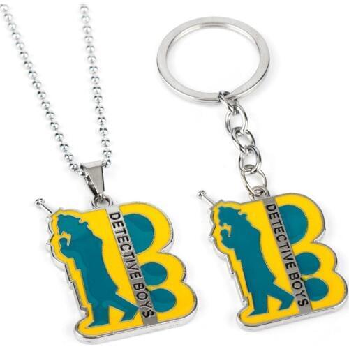 Detective Conan Necklace Key Chain Enamel Metal Pendants Jewelry Women Men Anime Accessories Creative Gift