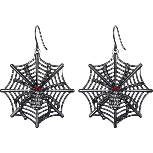 Punk Black Spider Web Drop Earrings Halloween Party Accessories Jewelry Women