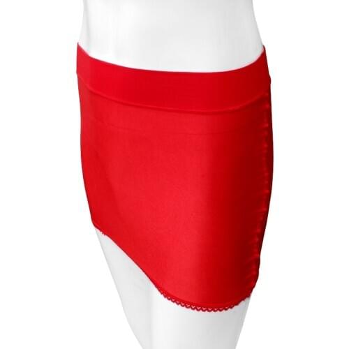 Sexy Mini Sheath Skirts For Sissy Mens Husband Lingerie See Through Shiny Silky Clubwear Party Nightclub Exotic Apparel Costumes