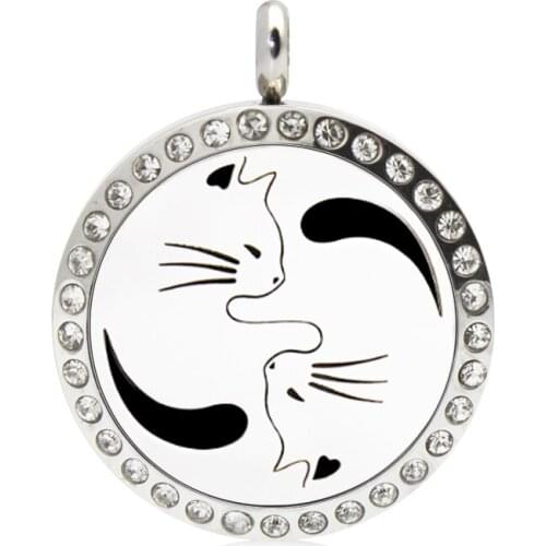 Cat Dinosaur 25mm Aromatherapy pendant 316L Stainless Steel Essential Oil Diffuser locket pendant fit necklace (free 10pads)
