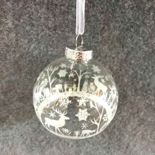 Christmas Tree Glass Ornament shopping mall window display 6.5cm transparent deer ball
