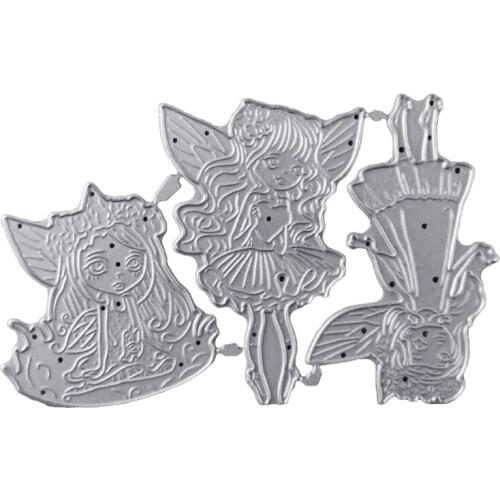 Three Flower Fairies Carbon Steel Cutting Dies DIY Scrapbooking Photo Album Embossing Paper Cards Making Stencil Decorative