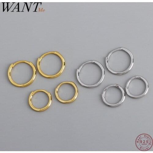 WANTME Fashion Glossy Minimalist Real 100% 925 Sterling Silver Round Stud Earrings for Women Birthday Jewelry Accessories Gift