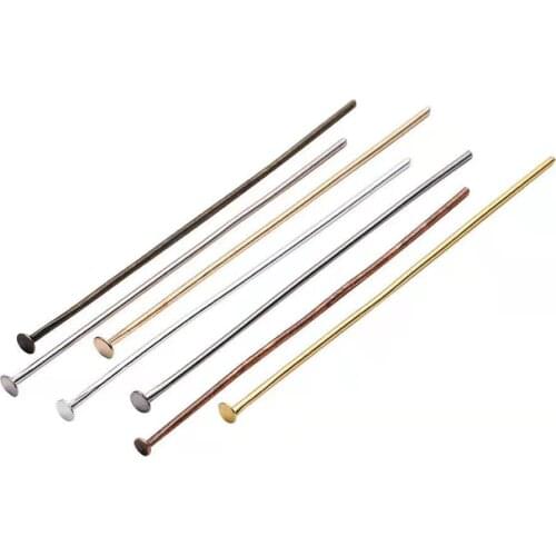 200pcs/Lot 15 20 25 30 35 40 45 50mm Flat Head Pins Gold/Silver Color/Rhodium Headpins For Jewelry Findings Making DIY Supplies