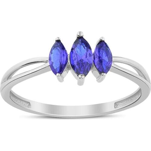 Symbol Gold 0.70 Carat Sapphire Ring Baguette Chic Jewelry LoverRings Engagement Anniversary Wedding For Women