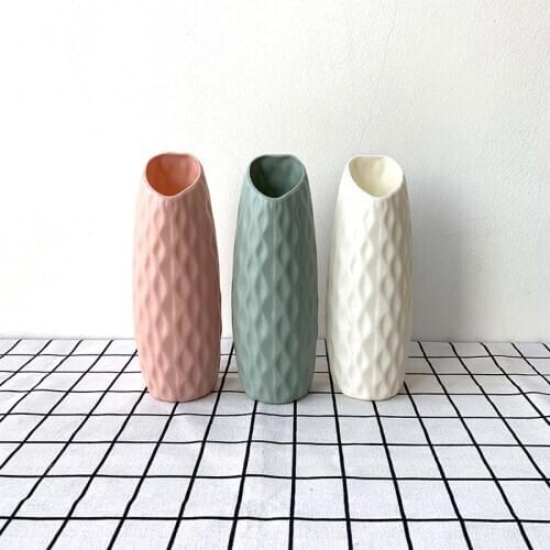 Nordic style Flower Basket Flower vase Origami Plastic Vase mini bottle Imitation Ceramic Flower Pot decoration home