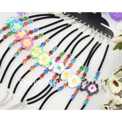 24PCS Mixed polymer clay flower childrens bracelets #21605