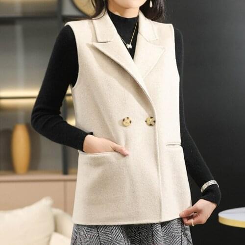 Winter Autumn Women High Quality Pure Cashmere Female Comfortable Warm Casual Outerwear Solid Color Sleeveless Vest Coat