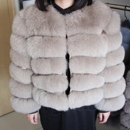 Winter 50CM Natural Fur Vest Natural Real Fox Fur Coat Women Jacket Fashion Outwear Real Fox Fur Vest Coat