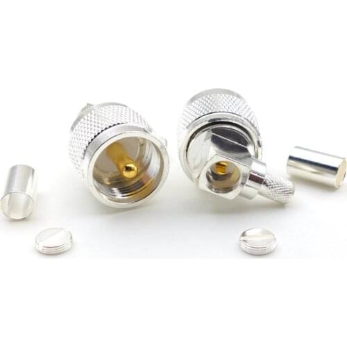 20pcs copper Silver plated UHF PL259 male plug RIGHT ANGLE crimp For RG8X Coaxial Coax Cable