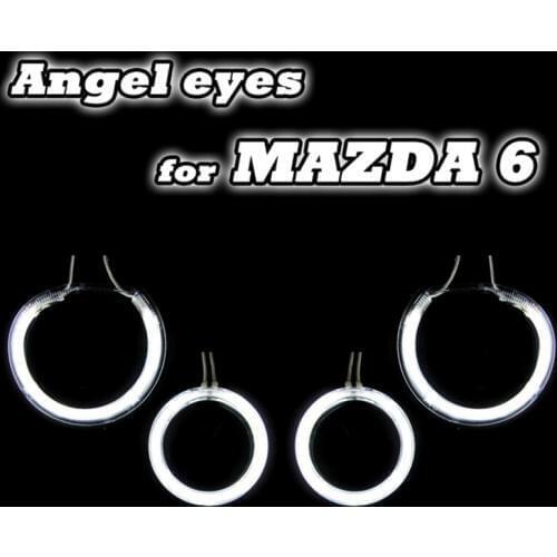 4Pcs/Kit CCFL Angel Eyes Halo Rings Head Light For Mazda6 2003-2007 Headlamp Excellent Ultrabright Illumination CCFL Angel Eyes