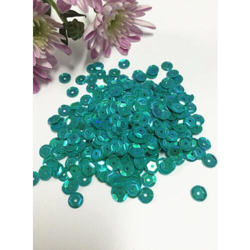 50g 6mm Cup Round Sequin Paillettes Sewing Decoration DIY Garment Accessory Dark Green AB