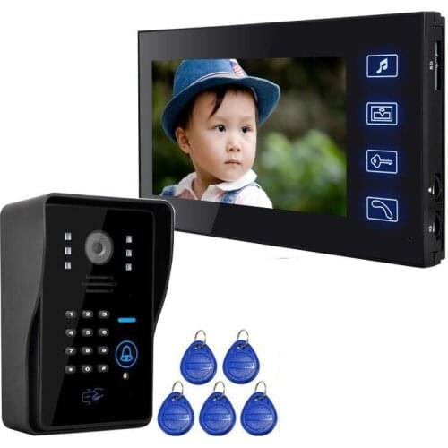7 inch Wired Video Door Phone Doorbell System Kit with 1 Monitor 1 IR Camera