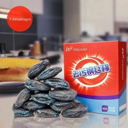 AIHOME 12PCS/Set Kitchen Soap Powder Cleaning Steel Ball Kitchen Disposable Cleaning Ball Household Stain Removal Steel Wool 30