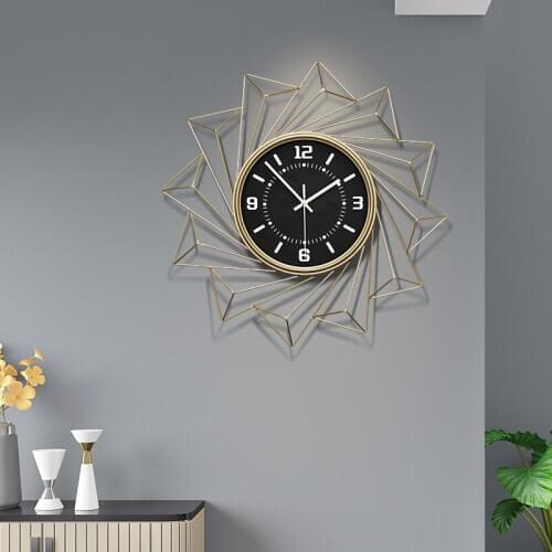 Large Nordic Creative Wall Clock Gold Living Room Modern Metal Stylish Wall Clock Slient Reloj Pared Home Decor AA50ZB