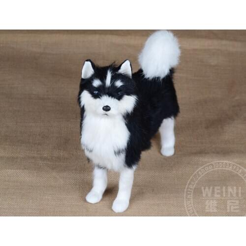 Large 32x26cm simulation dog husky furry fur hard model home decoration gift h1159