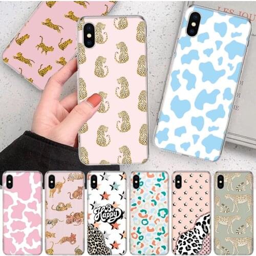INS Brand Pink Animal Leopard Soft Cover Phone Case For Apple Iphone 12 11 Pro XS X Max XR 7 8 6 6S Plus 5S SE + Mini Customized