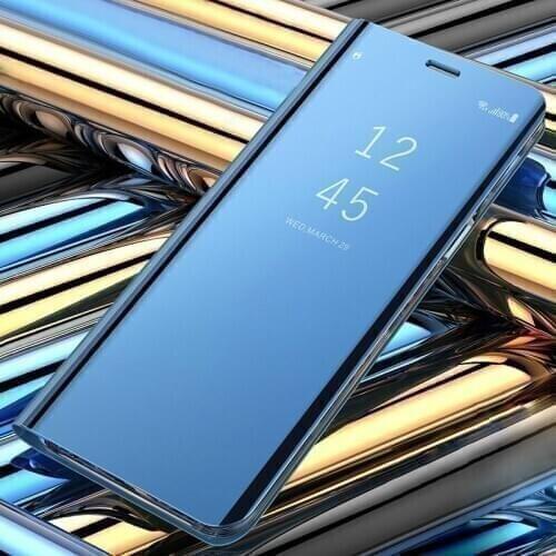 For Samsung Galaxy A21 A31 A41 A11 A01 A70E A51 A71 A81 A91 Case Luxury Electroplating PC Smart Clear Mirror Flip Cover Shell