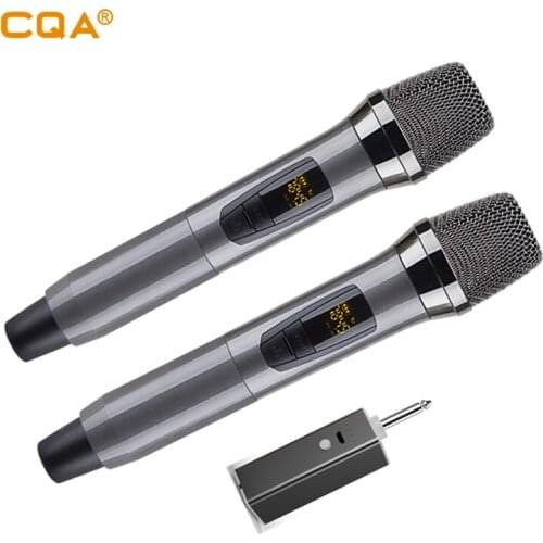 CQA Popular Hot-sale Professional Microphone Uhf Gold 2 Wireless Microphones Set Type Diaphragm Style Model Number Transducer