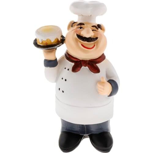 Resin Decorative Ornaments,Cook Statue,French Chef Figurines for Kitchen Restaurant Cafe Decor