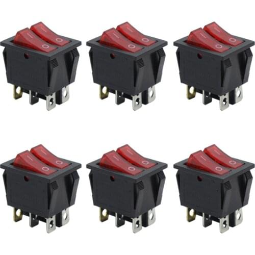 Evemodel SW09 6pcs Miniature Rocker Switches With Double Buttons Light ON-OFF