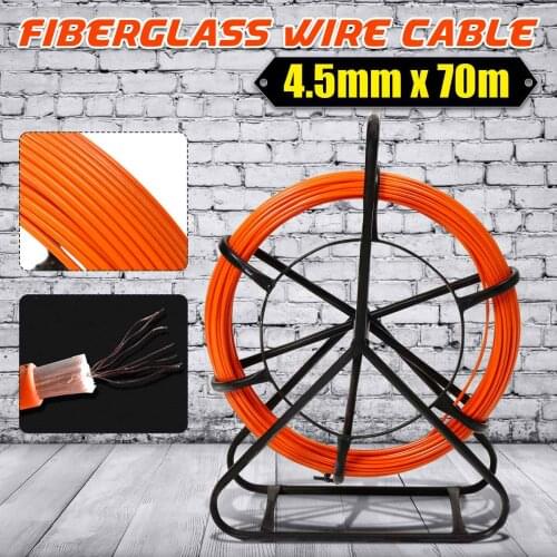 4.5mm 70M Fiberglass Wire Cable Running Rod Snakes Fish Rodder Puller Flexi Lead Electric Fiberglass Wire Cable Running Rod New