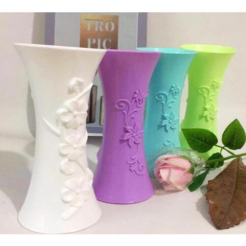 Ceramic Plastic Embossment Flower Potted Bottle Container Flower Desktop Ornement Vases Home Decor Bar Restaurant Decoration