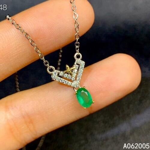 KJJEAXCMY Fine Jewelry 925 Sterling Silver Inlaid Natural Emerald Female New Pendant Necklace Vintage Support Test Popular