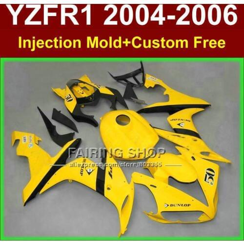 Custom Injection ABS fairings kits for YAMAHA R1 2004 2005 2006 YZFR1 04-06 YZF 1000 bright yellow motorcycle body fairing parts