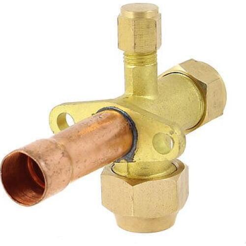 Air Conditioner 1/2PT Inlet 3 Way Straight Flare Pipe Split Valve