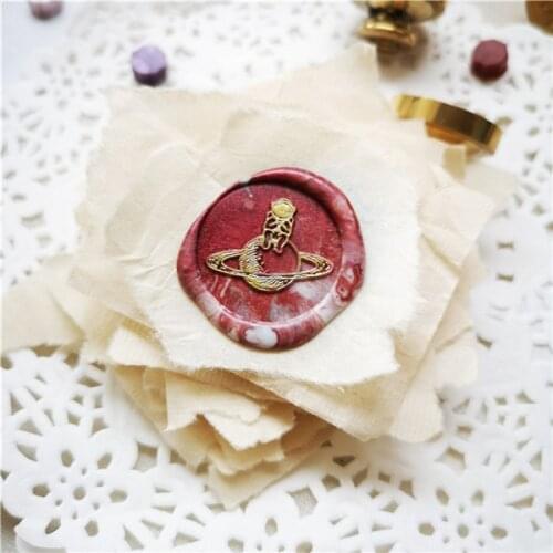 Cosmonaut astronaut outer space world map galaxy star moon sun plan logo wax seal stamp head scrapbook Decorative