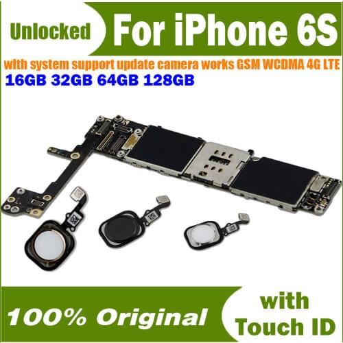 Unlocked for iphone 6s Motherboard without / with Touch ID for iphone 6s 4.7inch Logic Boards with IOS Fingerprint