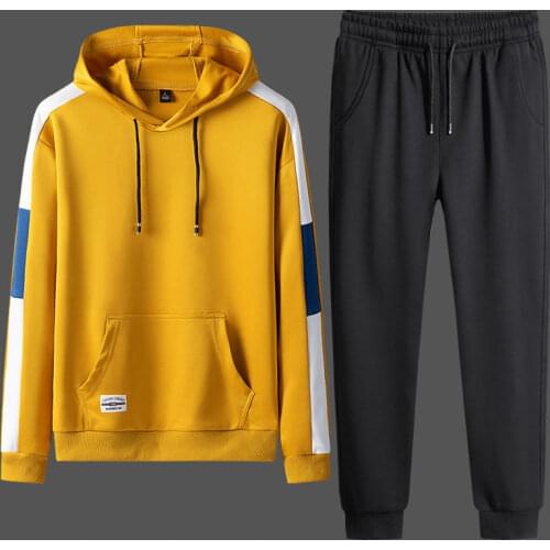 Autumn Winter Fashion Mens Sets Hip Hop Hooded Sweatshirt Men+Casual Cashmere Elastic Waist Trousers Men Clothing Tracksuit Set