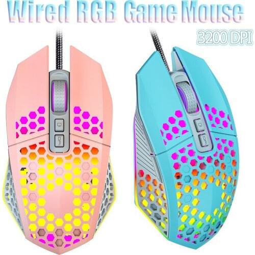 G1 Wired Gaming Mouse Honeycomb Shell 3200 DPI Adjustable 7 Buttons RGB Backlit Light Optical Gaming Mice For PC Laptop Gamer