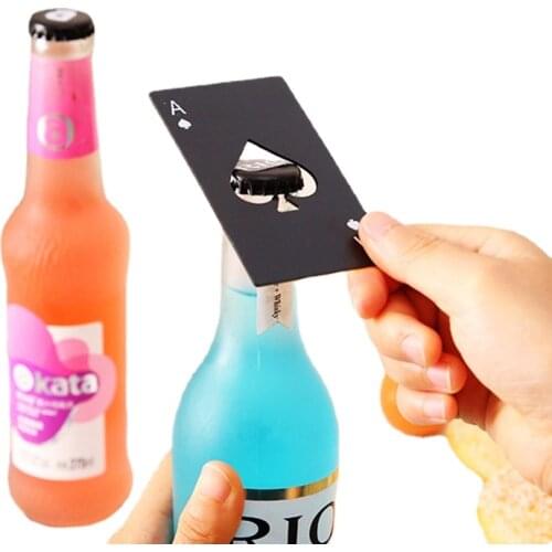 Spade A Poker Card Bottle Opener Creative Playing Card Stainless Steel can opener Household Tools Beer Opener Bar Accessories