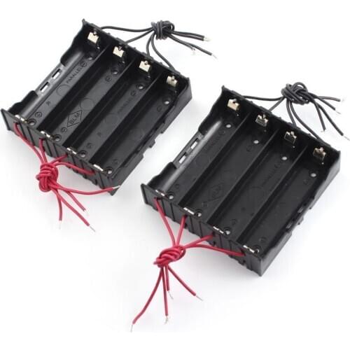 Plastic 4 x 18650 Battery Holder Storage Box Black Case 4 slots for 4*18650 Batteries With 8 Wire Leads DIY Power Bank