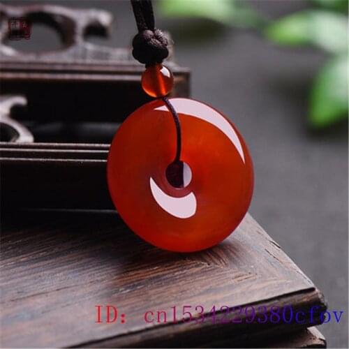 Jade Donuts Pendant Carved Charm Women Fashion Green Jewelry Gifts White Natural Chalcedony Necklace