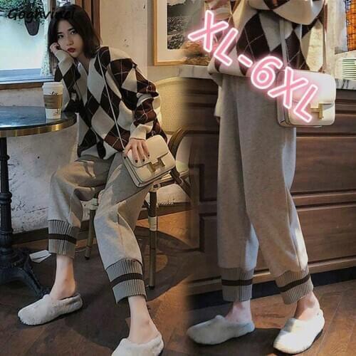 Casual Pants Women Solid Large Size 6XL Loose Autumn-winter Leisure Warm Wooled Trousers Vintage Students Retro Stylish Ulzzang