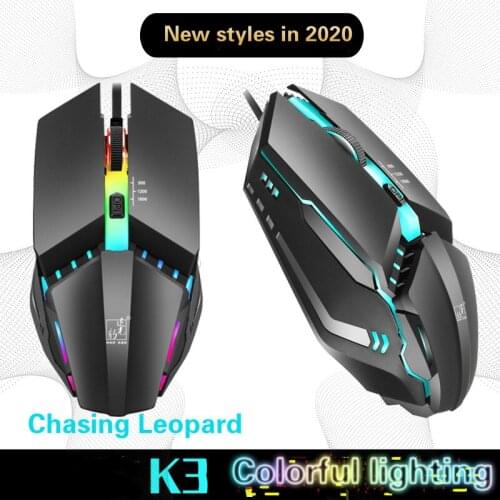 Chasing leopard K3 Wired Gaming Mouse 4D Buttons 1600DPI Mute Optical Computer Mouse Gamer Mice for PC Laptop Notebook Game USB