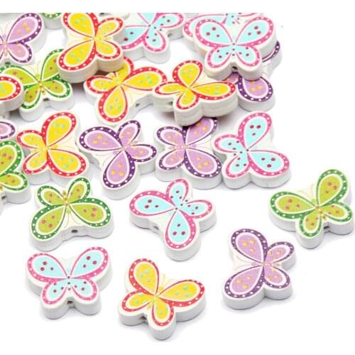DIY multicolor 50X Mixed Butterfly Wood Bead Loose Spacer Bead Jewelry Making Bracelet Necklace 25X20MM