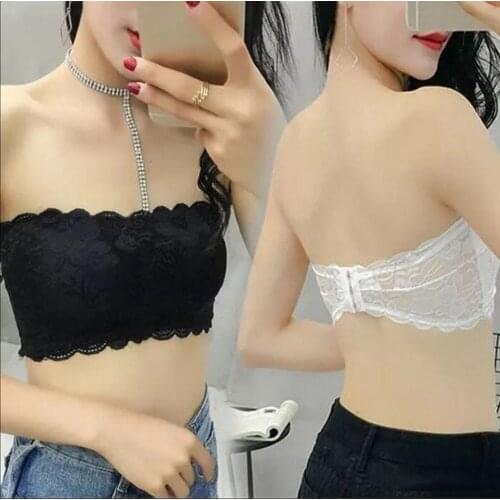 Sexy Bra Women Lace Bralet Bustier Crop Tank Bandeau Padded Bralette Strapless Chest Wraps Tube Top Lingerie Underwear