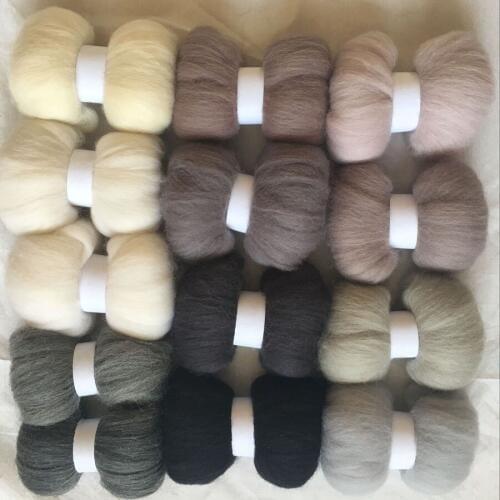WFPFBEC 70s wool for needle felting merino felt fiber wool roving 10g/color 14colors total 140g wool