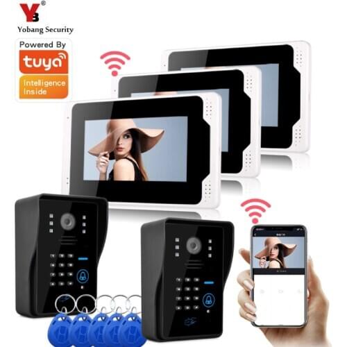 Tuya APP control Doorbell WIFI Video Intercom Wireless Intercom for Villa Touch Screen RIFD Card Password Unlock Night Vision