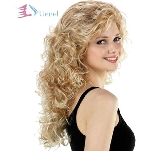 UENEL Fashion Blonde Wig Long Wavy Curly Women Party s High Temperature Fiber Average Size
