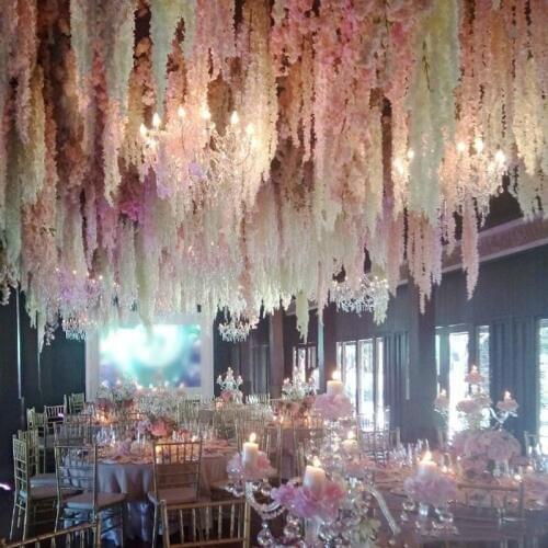 Upscale Artificial Silk Flowers Hydrangea Wisteria Garland For Home Hanging Ornament Wedding Decoration Supplies