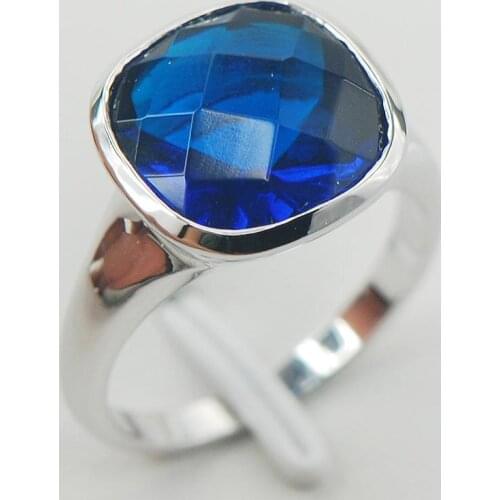 Blue Crystal Zircon Women 925 Sterling Silver Ring F829 Size 6 7 8 9 10