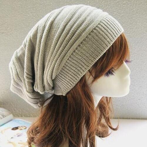 1 Pc Adult Autumn Knitted Hat Solid Color Warm Windproof Pleated Cap Fashion Unisex Winter Soft Beanie Hat